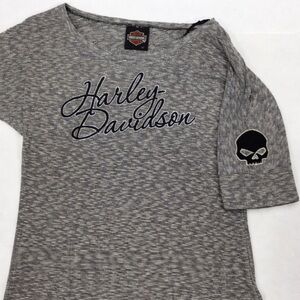 EUC Harley Davidson Black “Natural Gold Love” Striped Skull Design Sleeve